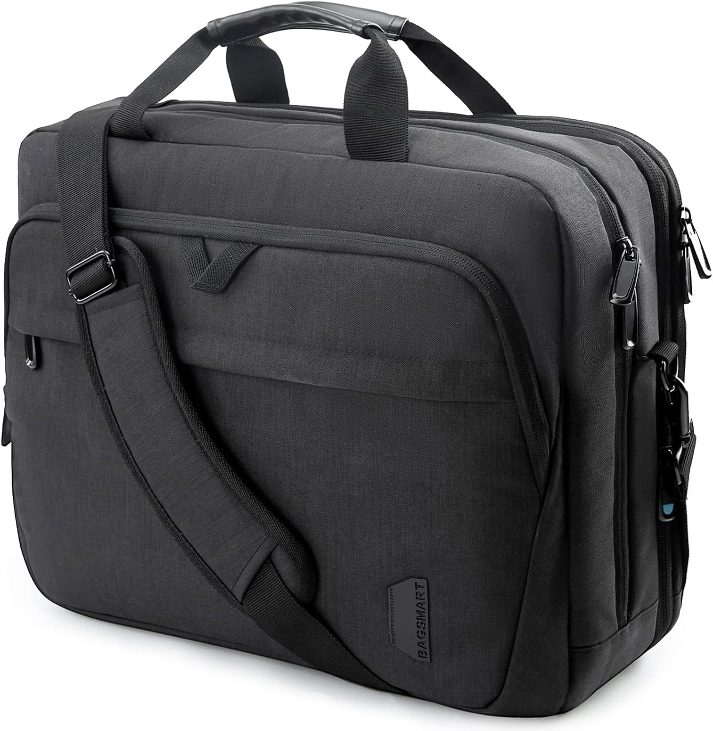 BAGSMART Laptop Bag, 15.6 Inch Briefcase Men, Lockable Computer Bag Work Bag, Water-Repellent Shoulder Messenger Bag Travel Office Business, Black