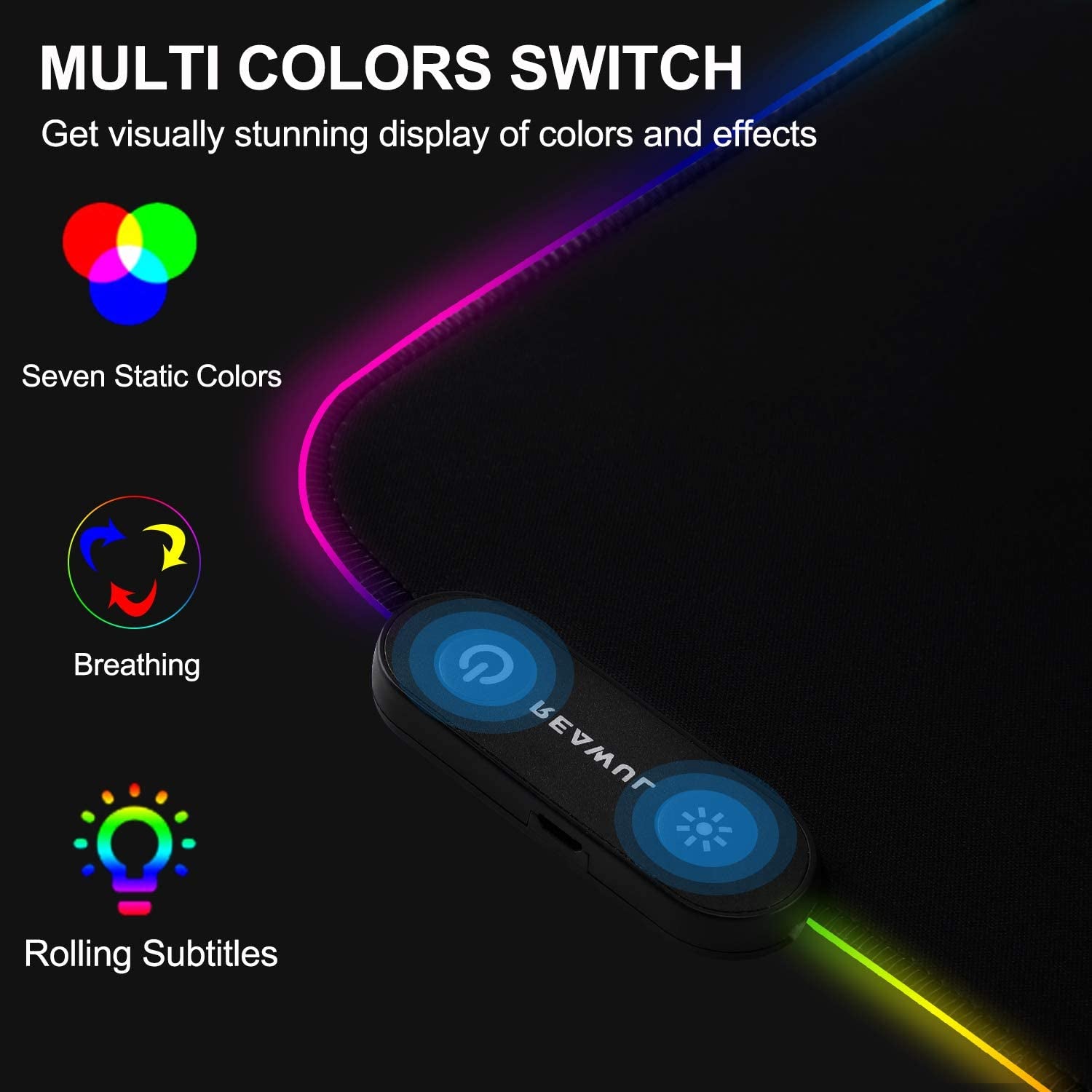 REAWUL Large RGB Gaming Mouse Pad 14 Modes Oversized Glowing Led Extended Mousepad, Anti-Slip Rubber Base and Waterproof Surface, Extra Large Soft Led Computer Keyboard Mouse Mat - 31.5 X 11.8In