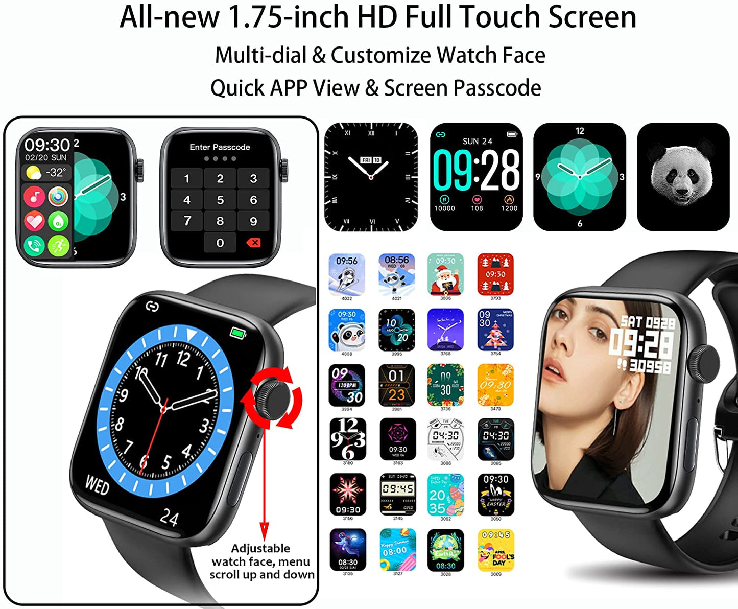 Feifuns Smart Watch Answer Make Call/Voice Control for Android Ios Phones, IP67 Waterproof Activity Tracker with Blood Pressure Heart Rate Spo2 Sleep, 28 Sports Watch for Unisex Adults White