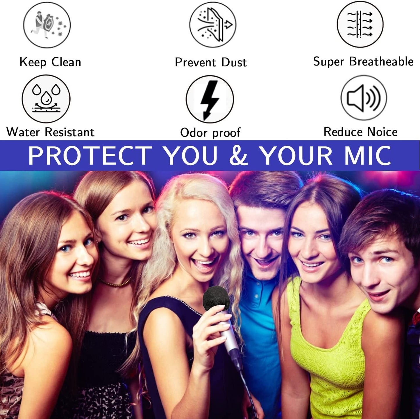 Microphone Covers Disposable 100Pcs, Non-Woven,Clea