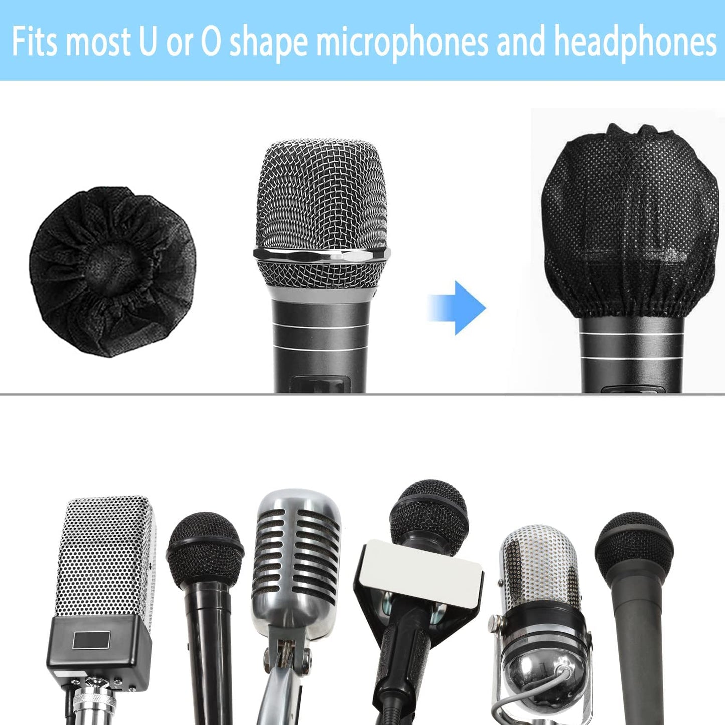 Microphone Covers Disposable 100Pcs, Non-Woven,Clea