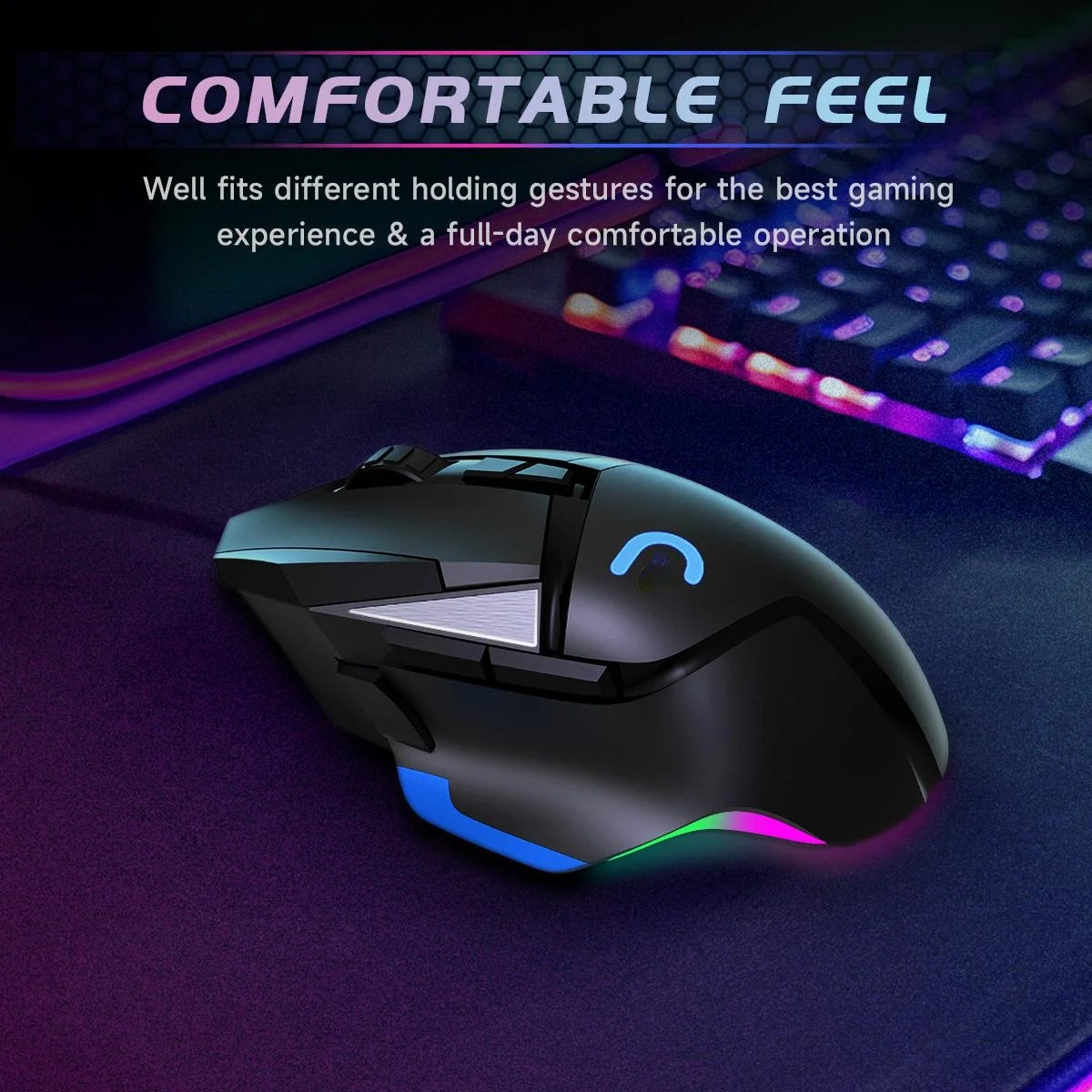Wired Gaming Mouse for Pc/Mac/Laptop, 16000 DPI True Optical Sensor, 8 Programmable Buttons, RGB - Black
