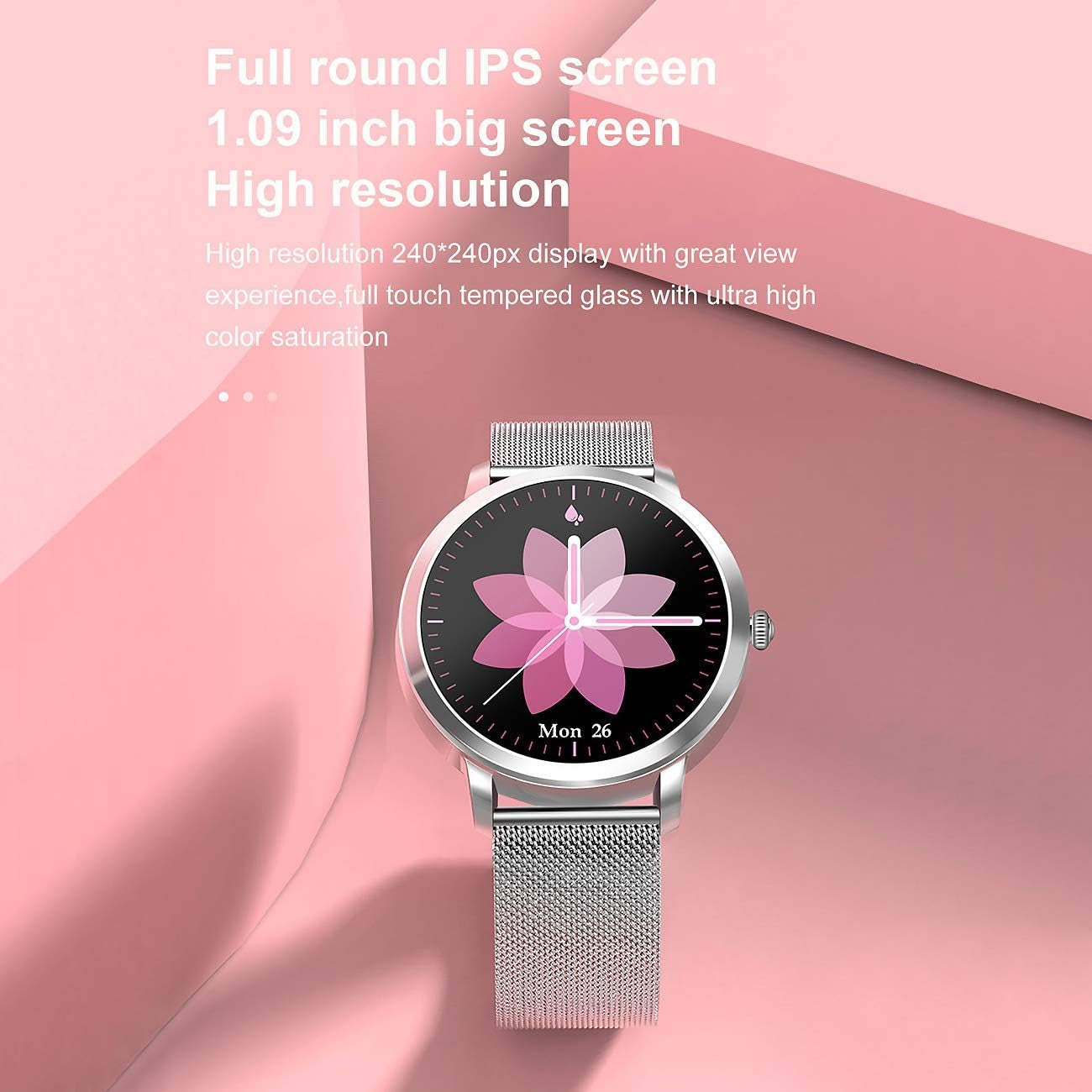 Smart Watch for Women, RAIMI Fashion Fitness Watch with Heart Rate Blood Pressure Sleep Tracker Pedometer Multiple Sport Modes, Waterproof, Sport Smartwatch Sync with Google Fit, Ios & Android App