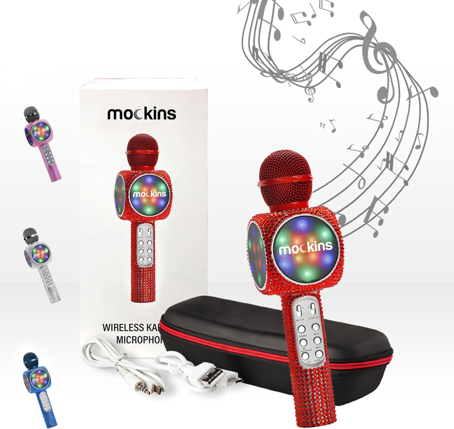 Mockins Silver Bluetooth Karaoke Microphone for Kids with Built in Bluetooth Microphone Wireless Speaker| Wireless Microphone Karaoke Compatible with Ios & Android | All-In-One Karaoke Mic
