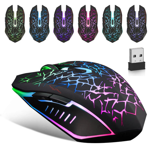 Wireless Gaming Mouse Rechargeable USB 2.4G Computer Ergonomic Optical Mice for PC Laptop Desktop Windows Mac, Silent