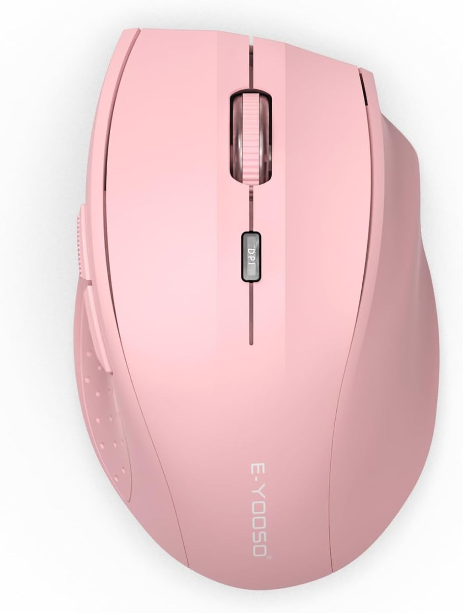 E-YOOSO Wireless Mouse for Laptop, Portable Optical Computer Mouse, 6 Buttons, Cordless 2.4Ghz with USB Receiver, 5-Level 4800 DPI, 18 Months Battery Life, for PC, Chromebook, Windows, Mac