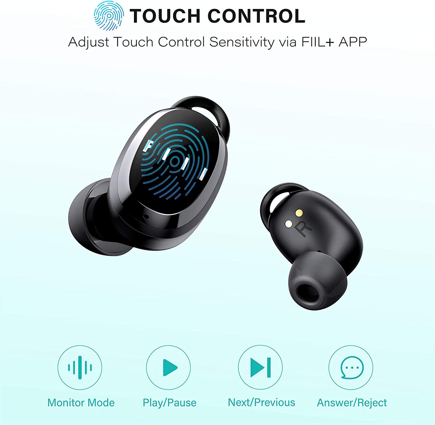 Bluetooth Wireless Earbuds - FIIL T1XS Bluetooth 5.0 Wireless Earphones, Support FIIL+ APP, Waterproof Earbuds with Microphone, In-Ear Earbuds Cordless for Iphone & Android (Black)