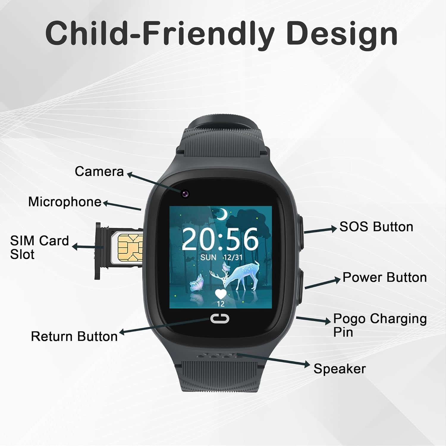 Smart Watch for Kids GPS Tracker Watch Kids Smart Watch Boys with Calling,Sos,Gps Tracker,Voice Chat,Camera,4G Kids Cell Phone Watch Toys for Ages 5-7 Boys Kids Watch Boys Age 3-12