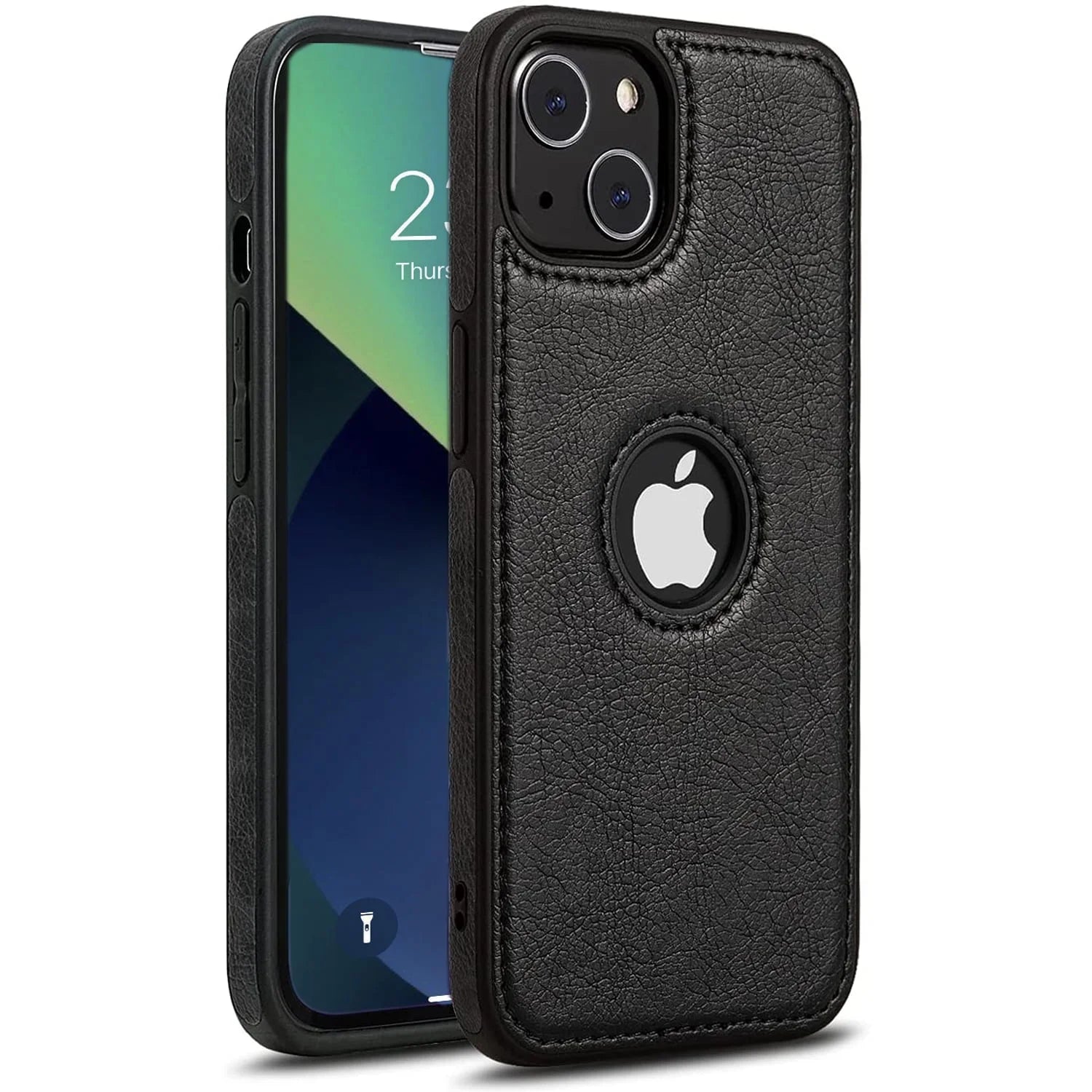 Compatible with Iphone 13 Case Premium Leather TPU Hybrid Case Cover,Black