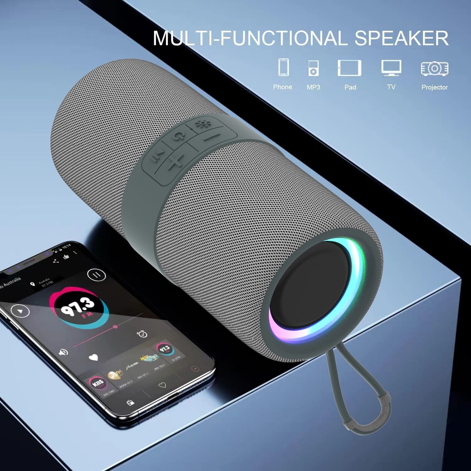 Portable Bluetooth Speaker with Deep Bass Basser, Wireless Stereo Sound Bluetooth Speaker with 5.3,IP67 Waterproof, TWS Pairing for Home Party Outdoor