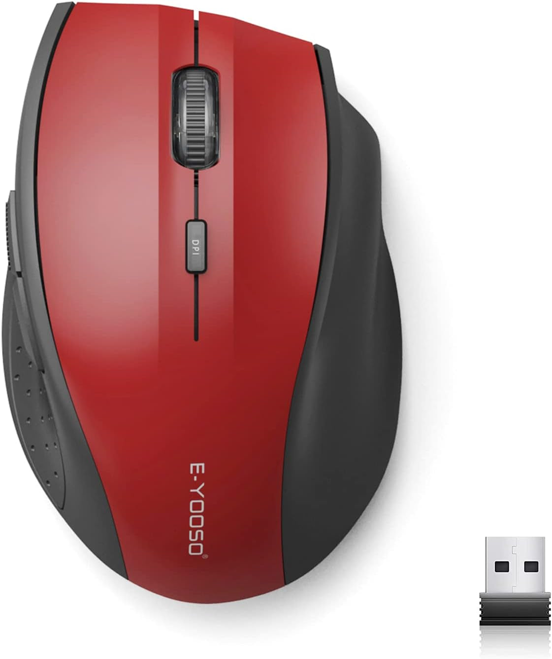 E-YOOSO Wireless Mouse for Laptop, Portable Optical Computer Mouse, 6 Buttons, Cordless 2.4Ghz with USB Receiver, 5-Level 4800 DPI, 18 Months Battery Life, for PC, Chromebook, Windows, Mac