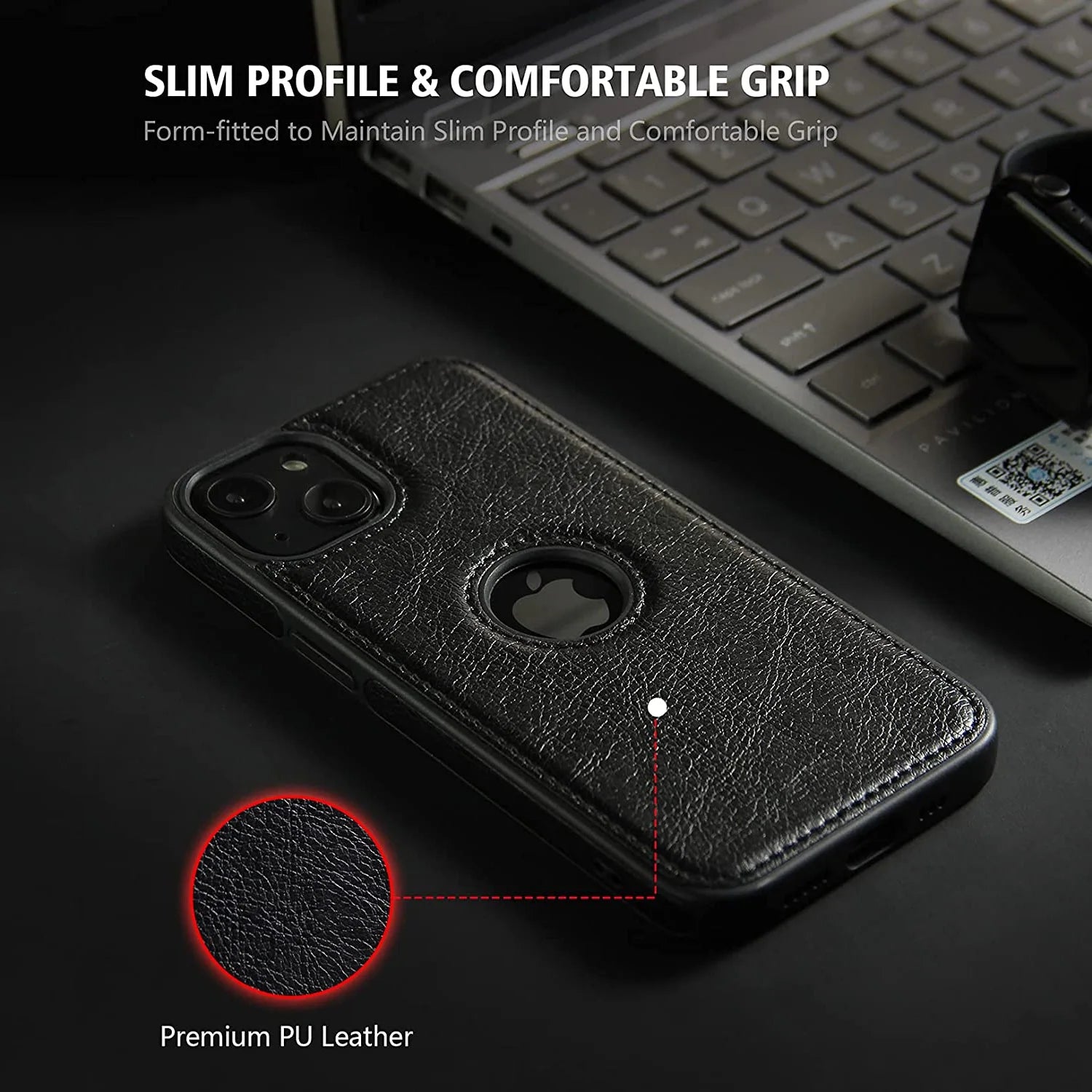Compatible with Iphone 13 Case Premium Leather TPU Hybrid Case Cover,Black