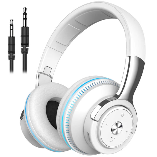Wireless On-Ear Headphone, Upgrade Bass Hifi Stereo Wireless Heaset, Foldable & Wireless Wired Mode, Noise Isolating over Ear Headphone W/ Microphone and Volume Control, for Computer Laptop Cell Phone