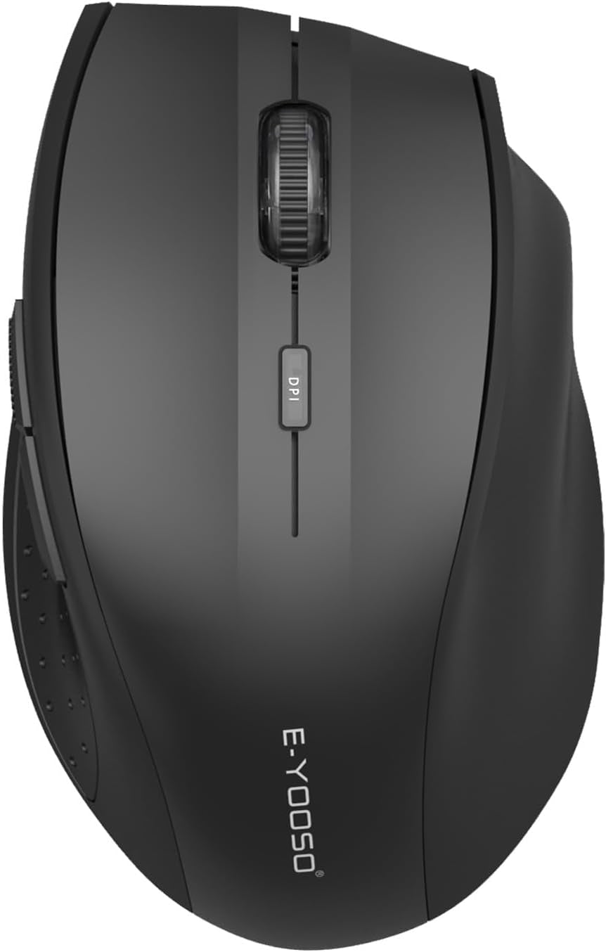E-YOOSO Wireless Mouse for Laptop, Portable Optical Computer Mouse, 6 Buttons, Cordless 2.4Ghz with USB Receiver, 5-Level 4800 DPI, 18 Months Battery Life, for PC, Chromebook, Windows, Mac