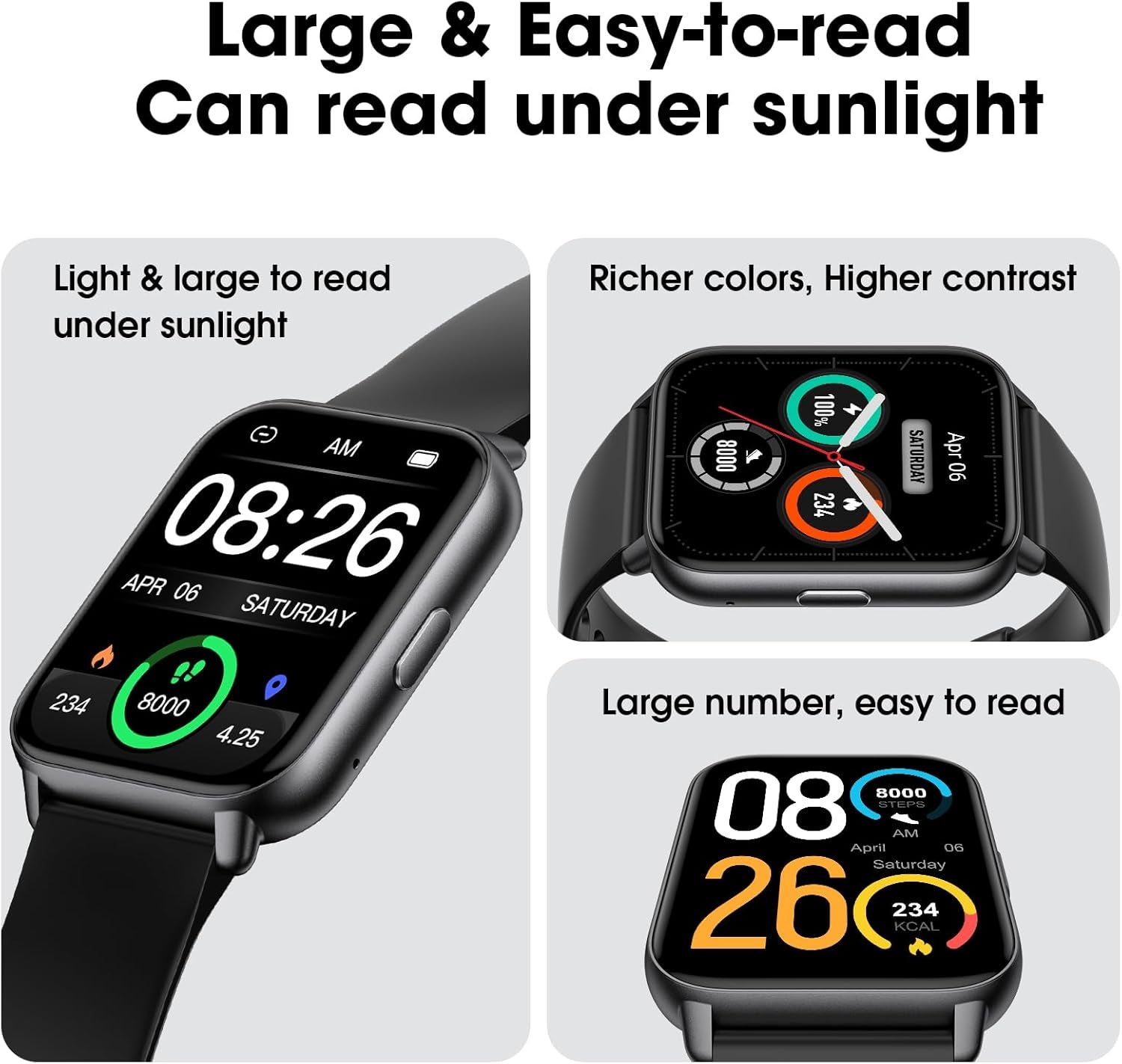 EURANS Smart Watch No App/Phone Required, Long Battery Life Fitness Tracker Watch,Hd Screen, Waterproof Activity Tracker with Step Counter for Walking, Pedometer, Calories Tracker for Men Women