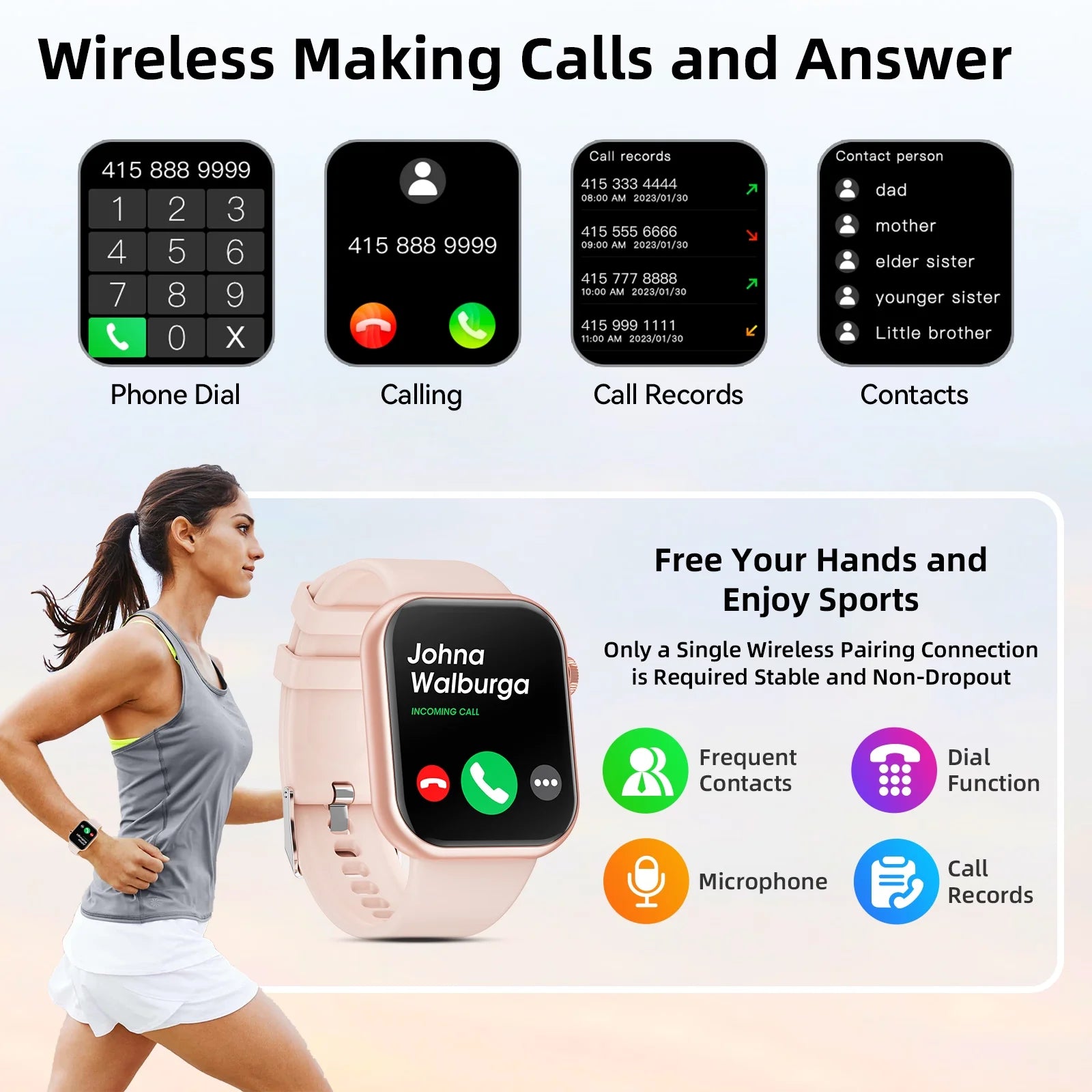2025 New 1.85-Inch Men Women'S Smartwatch with Answer/Make Calls/100 Sports Modes/Message Reminder, IP67 Waterproof Fitness Tracker Fits for Android Iphone Devices(Pink)