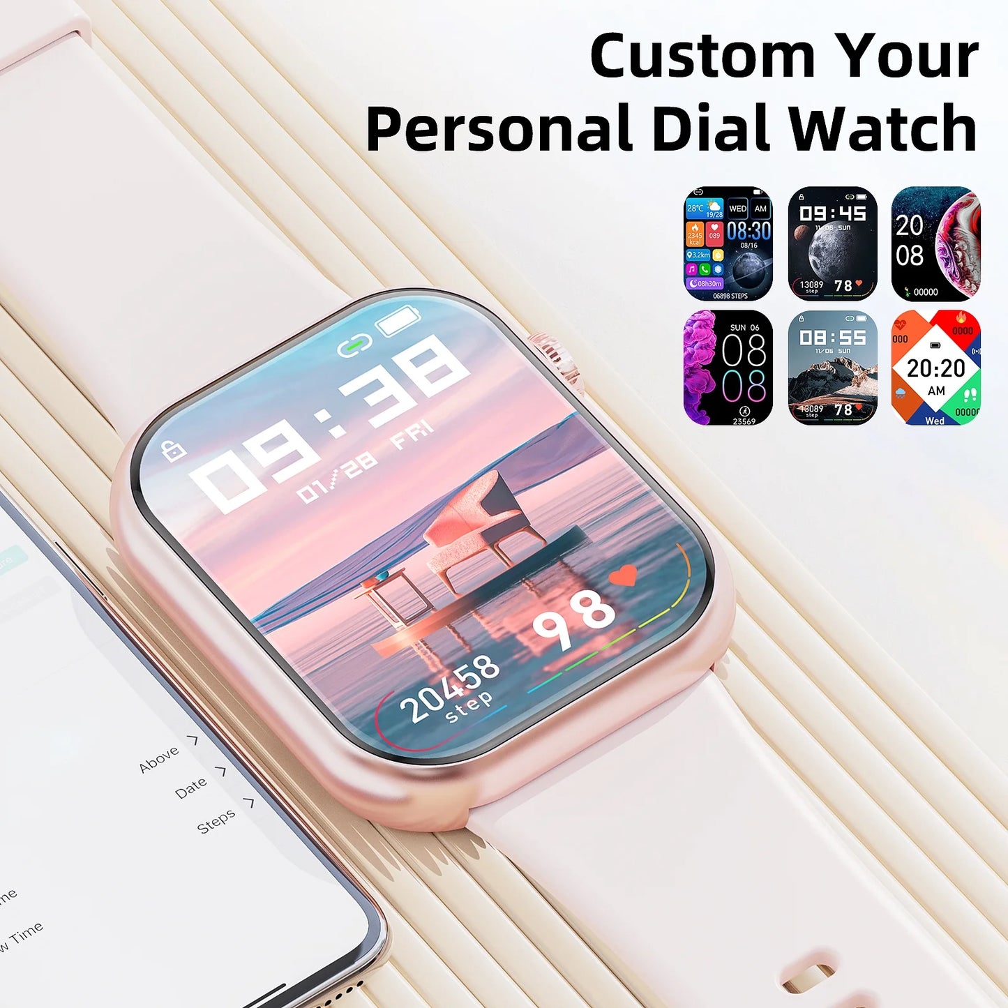 2025 New 1.85-Inch Men Women'S Smartwatch with Answer/Make Calls/100 Sports Modes/Message Reminder, IP67 Waterproof Fitness Tracker Fits for Android Iphone Devices(Pink)
