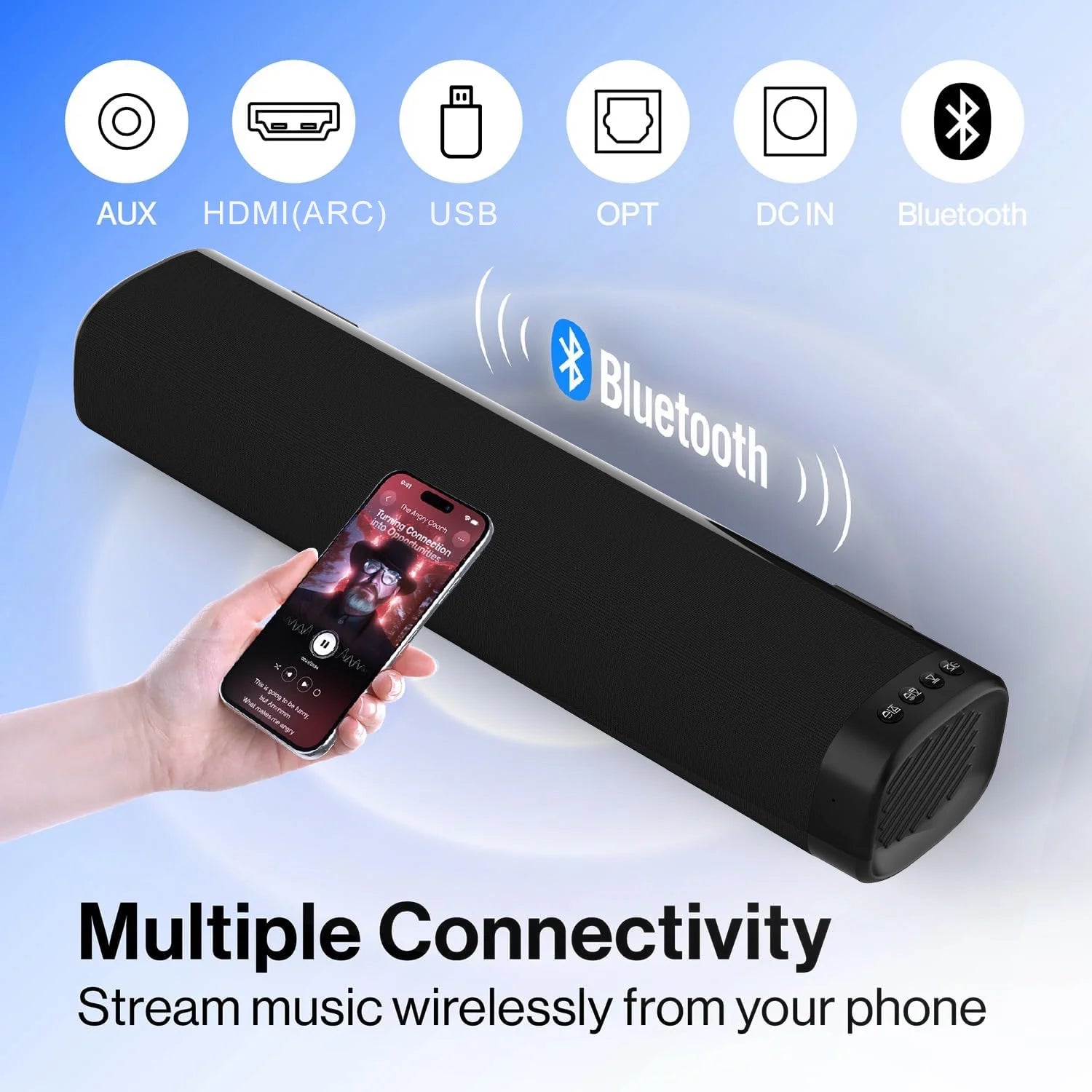 Sound Bar with Subwoofer, Wired & Wireless Bluetooth Soundbar for TV, 3D Surround Home Audio TV Speakers
