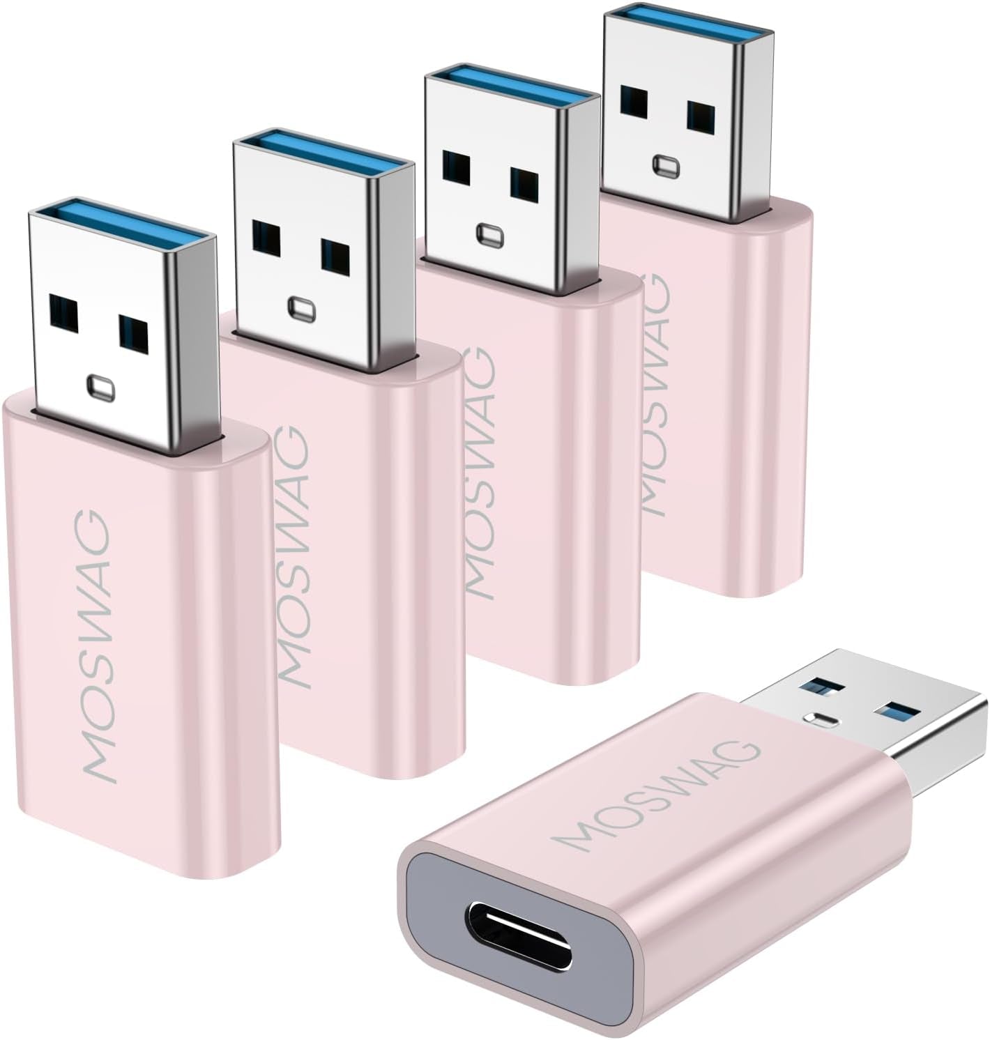 MOSWAG 3 Pack USB C to USB Adapter - Male to Female, Type-C to Type a Compatible with Apple Magsafe Charger, Mac, Laptops and Pcs