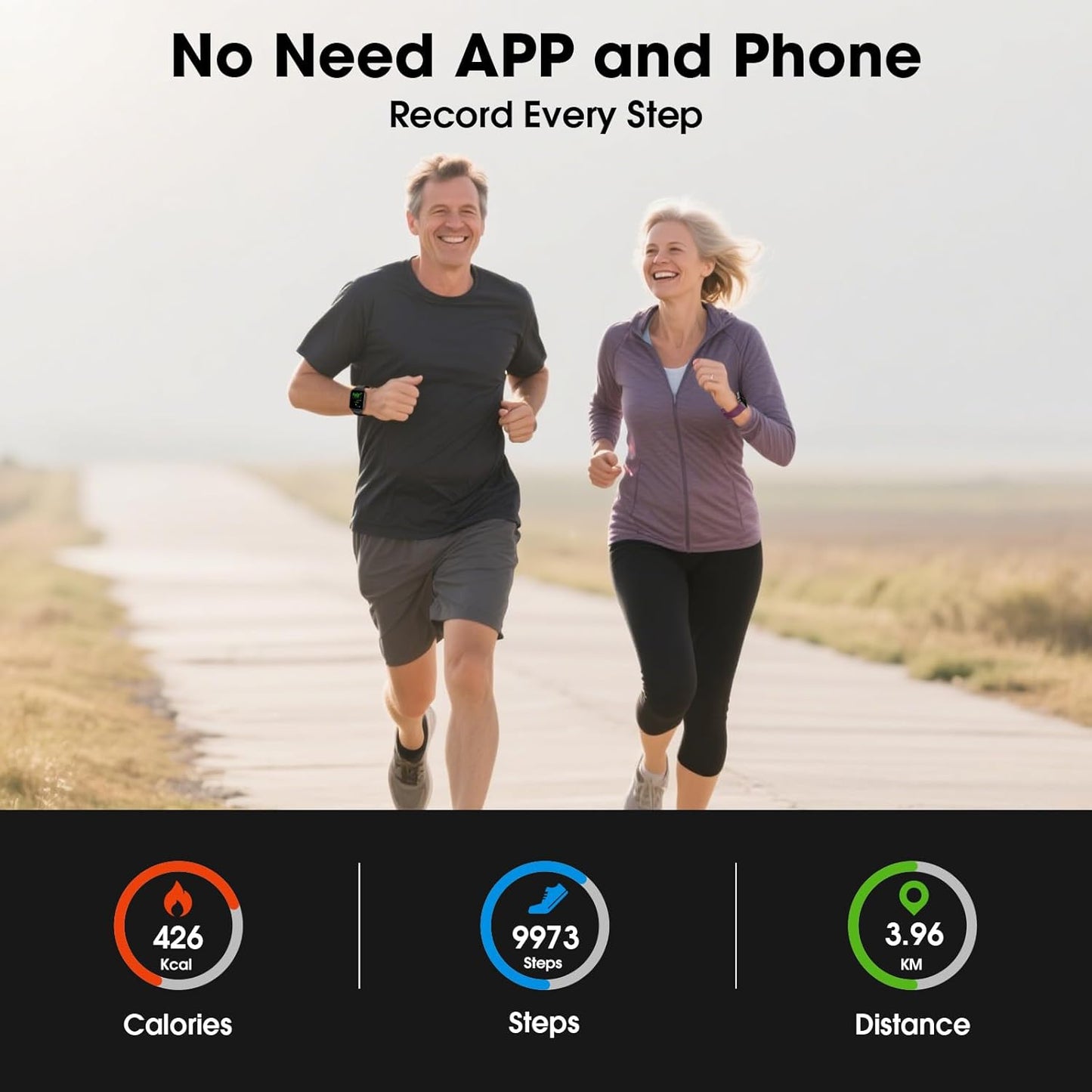 EURANS Smart Watch No App/Phone Required, Long Battery Life Fitness Tracker Watch,Hd Screen, Waterproof Activity Tracker with Step Counter for Walking, Pedometer, Calories Tracker for Men Women