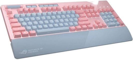ASUS ROG Strix Flare Pnk (Cherry MX Red) Limited Edition Mechanical Gaming Keyboard with Switches, Aura Sync RGB Lighting, Customizable Badge, USB Pass through and Media CONTROLS