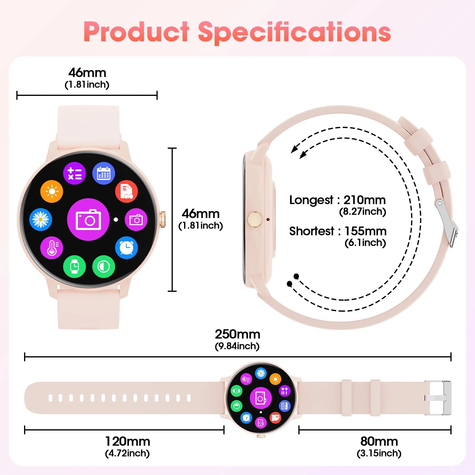Smart Watch with 1.39-Inch Screen, Smart Watch for Women with Voice Assistant and Message Reminder, Multi-Sport Mode and IP67 Waterproof (Pink)