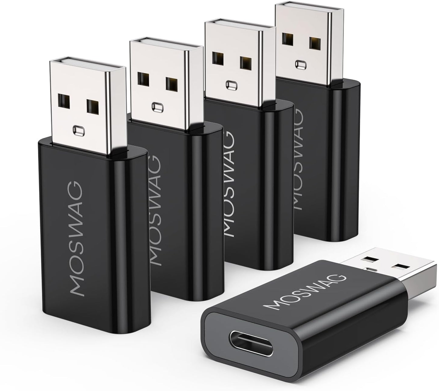 MOSWAG 3 Pack USB C to USB Adapter - Male to Female, Type-C to Type a Compatible with Apple Magsafe Charger, Mac, Laptops and Pcs