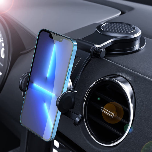 Blue Union Phone Mount for Car, Dashboard Clip Suction Cup Thick Shell and Large Phone Friendly Car Phone Holder, Compatible with All Cell Phones