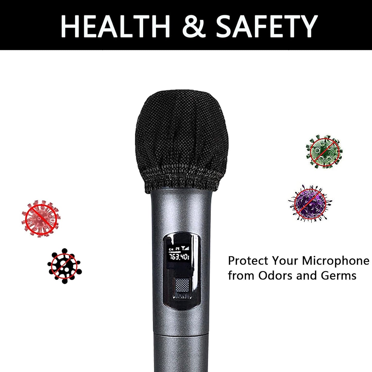 200 Pcs Disposable Microphone Cover Non-Woven Handheld Microphone Protective Cover Individually Wrapped Clean and No-Odor Windscreen Mic Covers for KTV & Karaoke (Black)