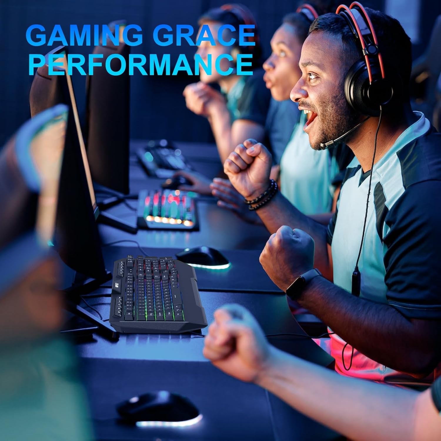 NPET K32 Wireless Gaming Keyboard RGB with Wrist Rest - Long-Lasting Rechargeable Battery - Quick and Quiet Typing - Water Resistant Backlit Wireless Keyboard for PC PS5 PS4 Xbox One Mac - Black