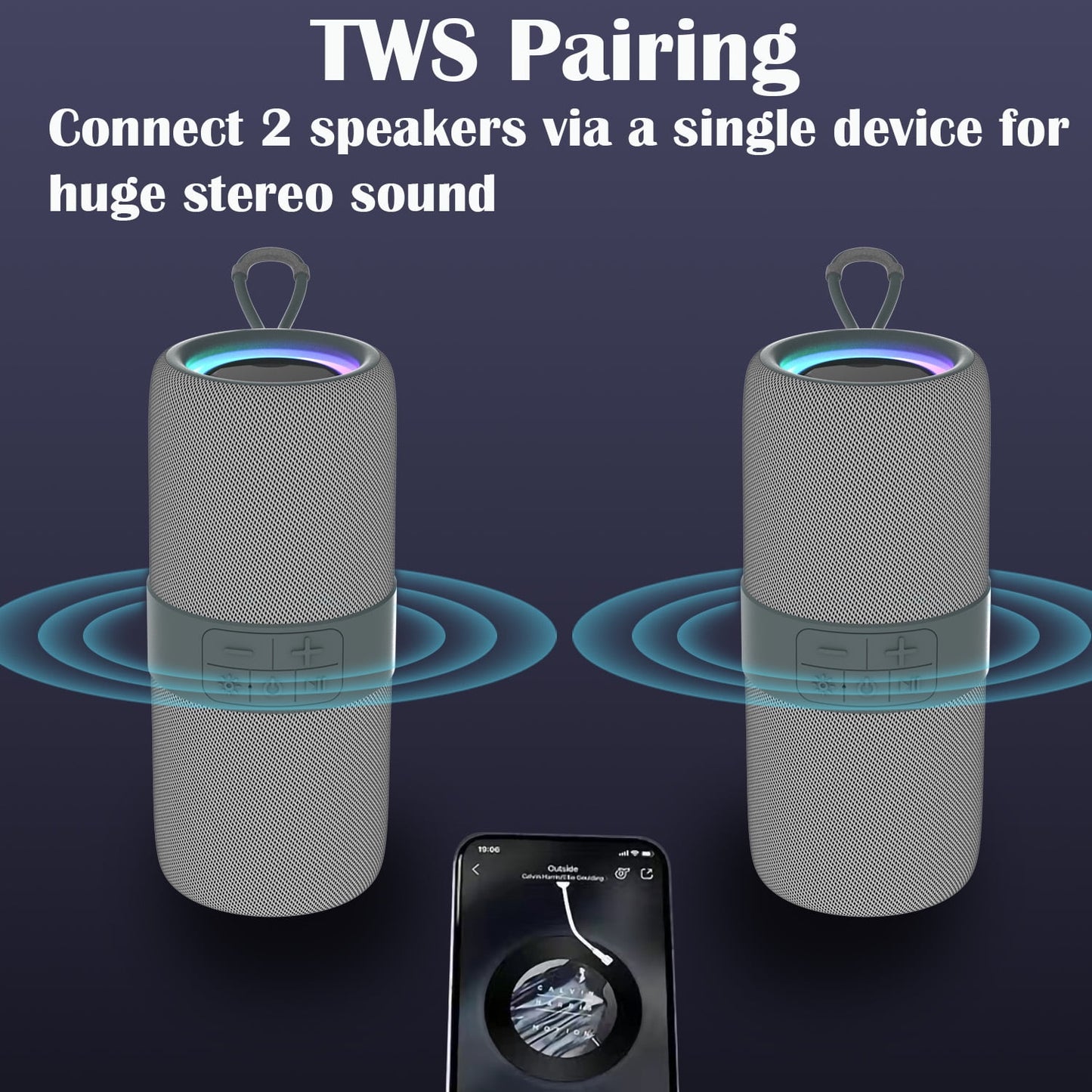 Portable Bluetooth Speaker with Deep Bass Basser, Wireless Stereo Sound Bluetooth Speaker with 5.3,IP67 Waterproof, TWS Pairing for Home Party Outdoor