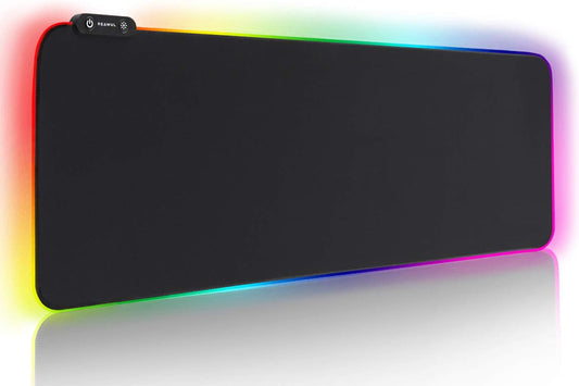 REAWUL Large RGB Gaming Mouse Pad 14 Modes Oversized Glowing Led Extended Mousepad, Anti-Slip Rubber Base and Waterproof Surface, Extra Large Soft Led Computer Keyboard Mouse Mat - 31.5 X 11.8In