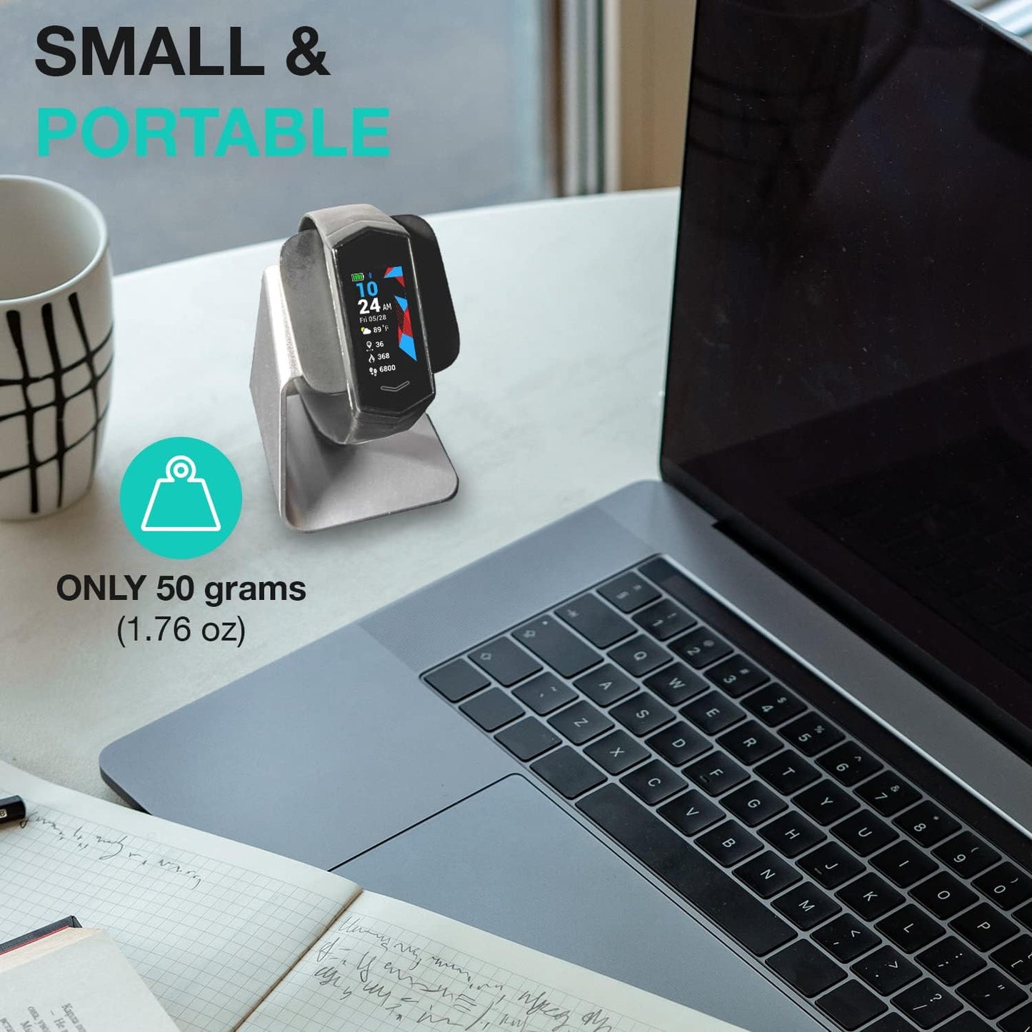 KORE 2.0 Elite Smartwatch Charging Stand - Aluminium Charging Watch Stand for Kore 2.0 Fitness Tracker L Sleek, Non-Slip Heart Rate Monitor Watch Holder Stand L Great Night Stand Accessories