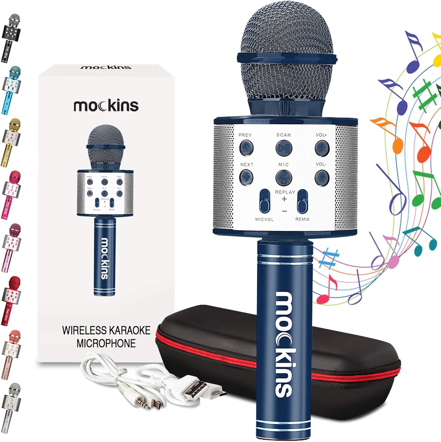 Mockins Silver Bluetooth Karaoke Microphone for Kids with Built in Bluetooth Microphone Wireless Speaker| Wireless Microphone Karaoke Compatible with Ios & Android | All-In-One Karaoke Mic