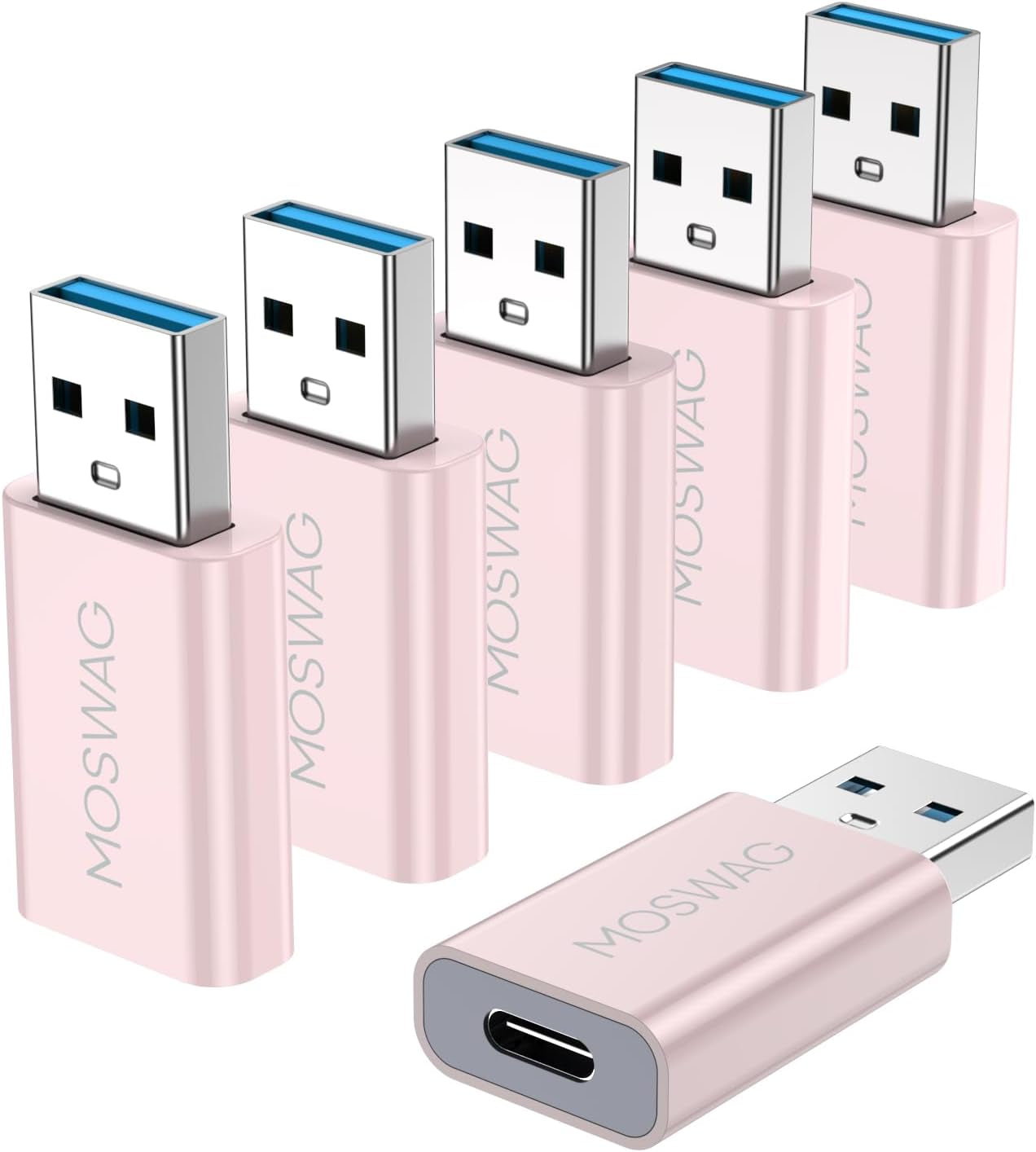 MOSWAG 3 Pack USB C to USB Adapter - Male to Female, Type-C to Type a Compatible with Apple Magsafe Charger, Mac, Laptops and Pcs