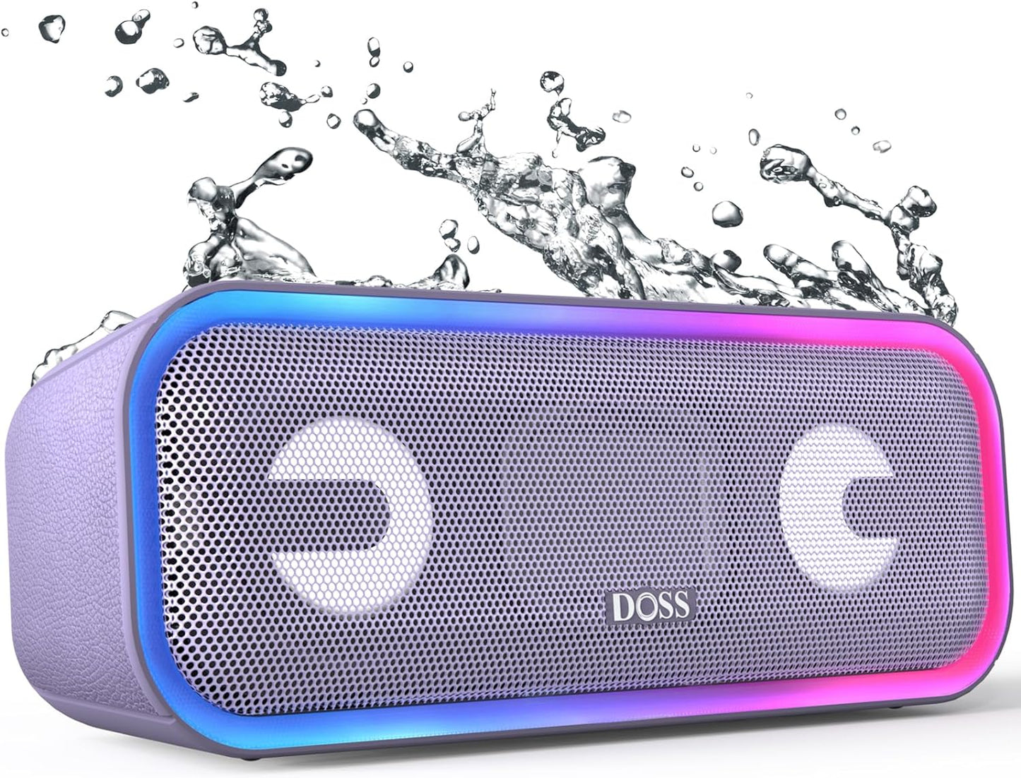 DOSS Soundbox Pro+ Bluetooth Speaker with 24W Impressive Sound, Booming Bass, IPX6 Waterproof, 15Hrs Playtime, Wireless Stereo Pairing, Mixed Colors Lights, 66 FT- Grey
