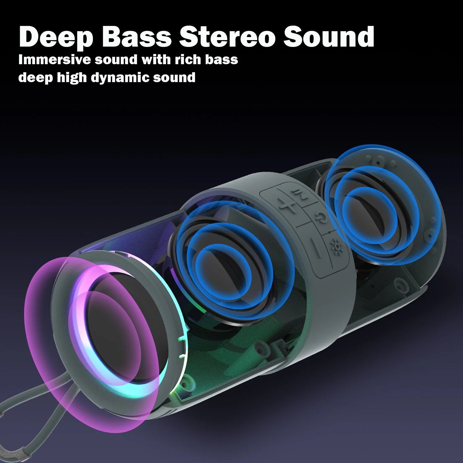Portable Bluetooth Speaker with Deep Bass Basser, Wireless Stereo Sound Bluetooth Speaker with 5.3,IP67 Waterproof, TWS Pairing for Home Party Outdoor
