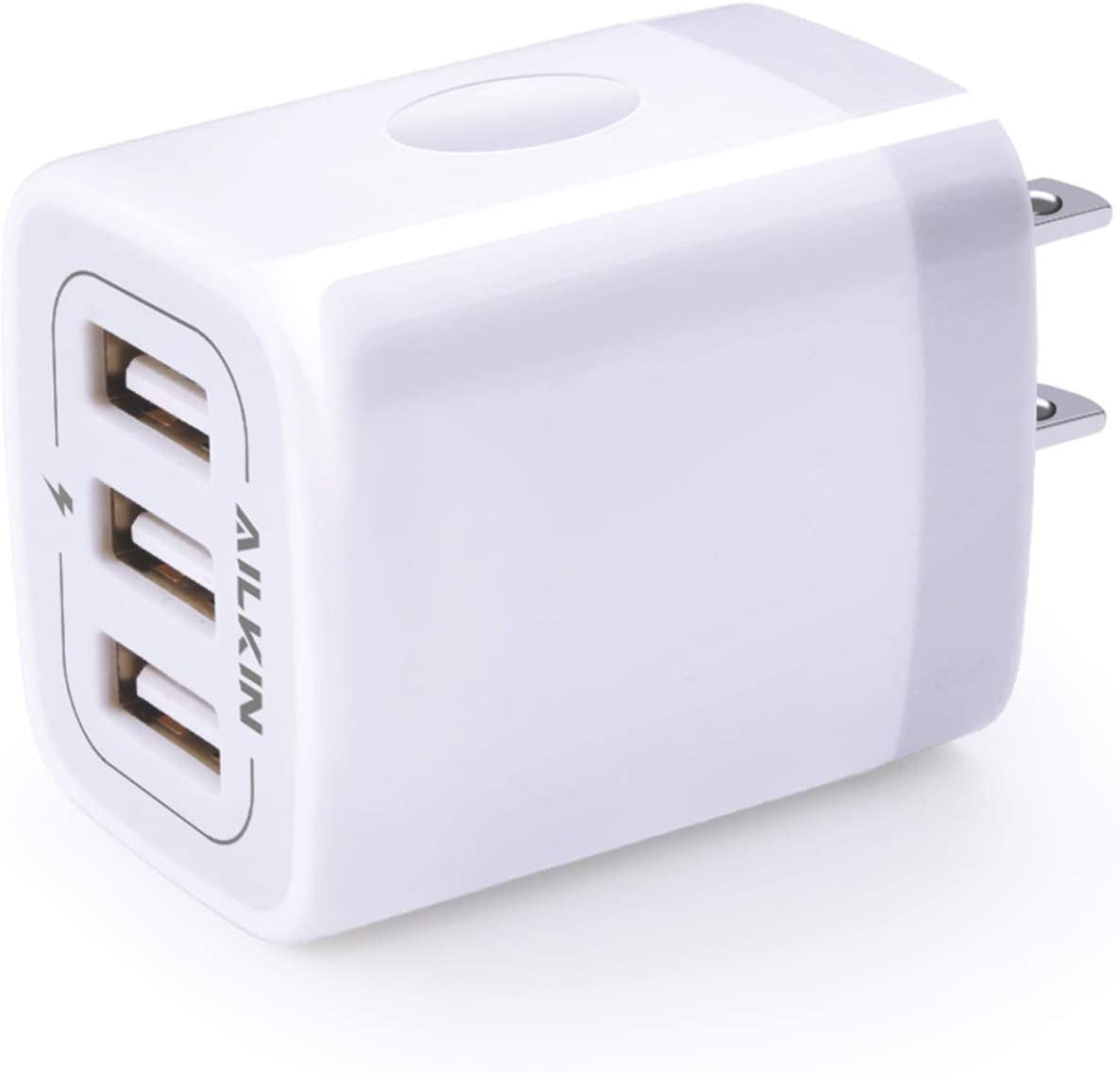 USB Charger Cube, Wall Charger Plug, AILKIN 3.1A 3-Muti Port USB Adapter Power Plug Charging Station Box Base for Iphone 15 14 13 12 Pro Max Mini SE 11 Pro Max/X/8/7, Samsung Phones USB Charging Block