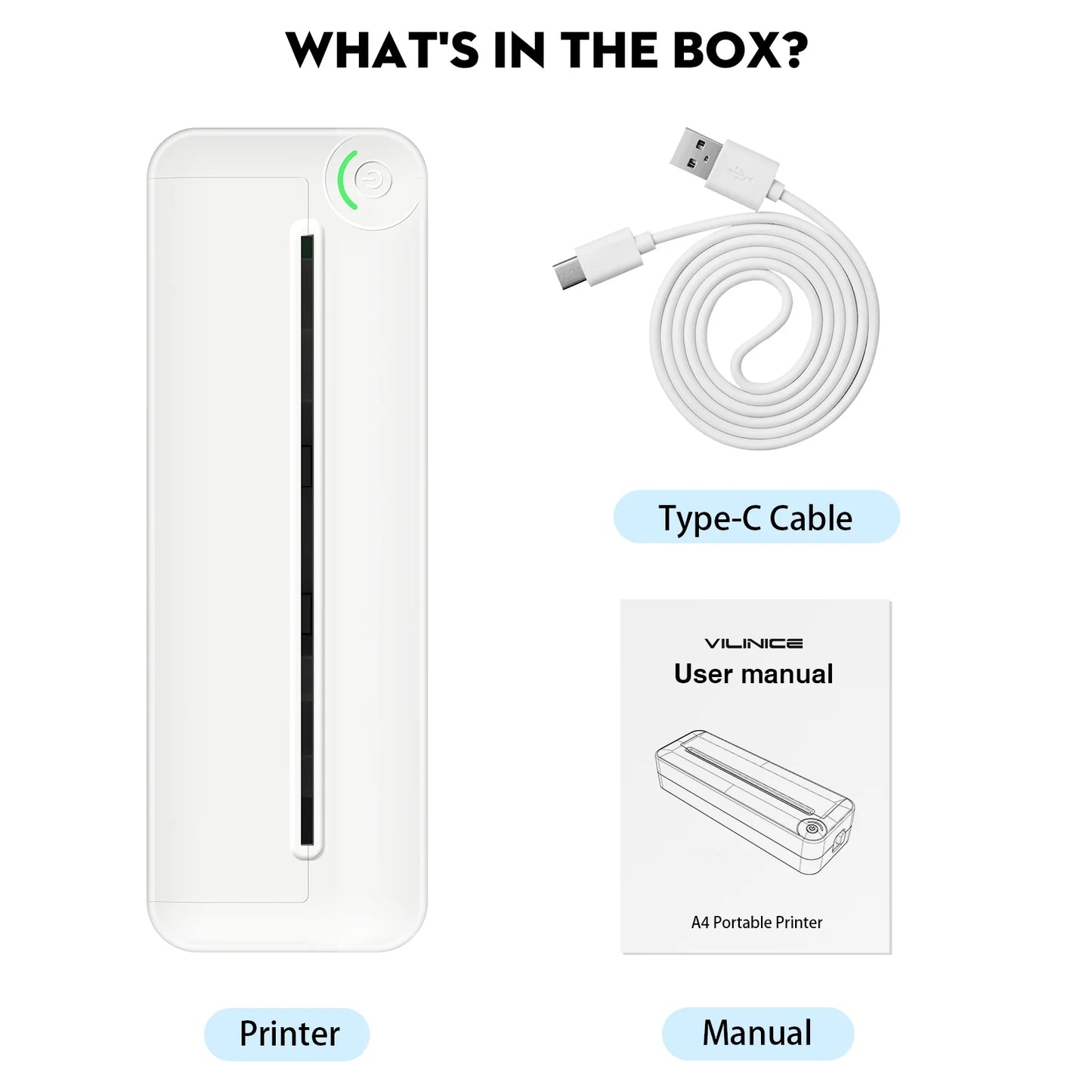 Bluetooth Printer, 8.27" Wide A4 Paper, Portable Thermal Inkless Printer with APP