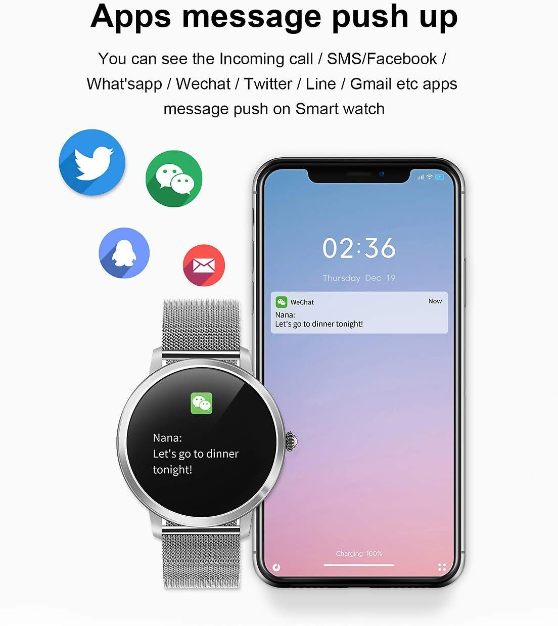 Smart Watch for Women, RAIMI Fashion Fitness Watch with Heart Rate Blood Pressure Sleep Tracker Pedometer Multiple Sport Modes, Waterproof, Sport Smartwatch Sync with Google Fit, Ios & Android App