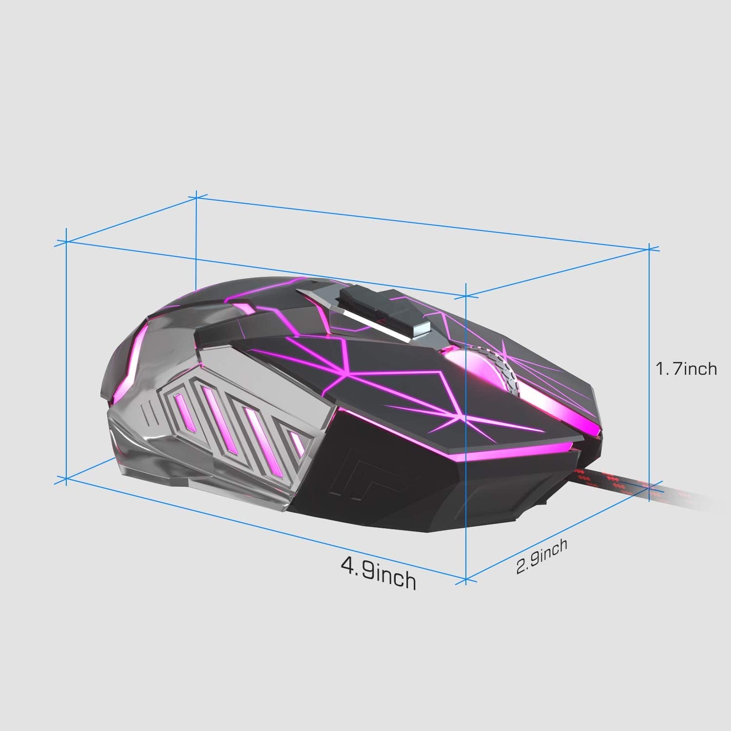 Magegee G10 Gaming Mouse Wired, 7 Colors Breathing LED Backlit Gaming Mouse, 6 Adjustable Speeds, Ergonomic Optical Computer Mouse with 7 Buttons for Windows PC Gamers