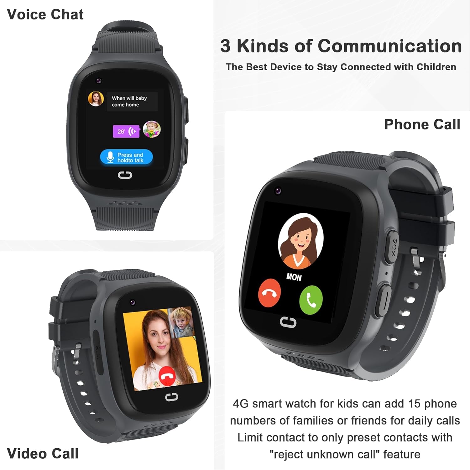Smart Watch for Kids GPS Tracker Watch Kids Smart Watch Boys with Calling,Sos,Gps Tracker,Voice Chat,Camera,4G Kids Cell Phone Watch Toys for Ages 5-7 Boys Kids Watch Boys Age 3-12
