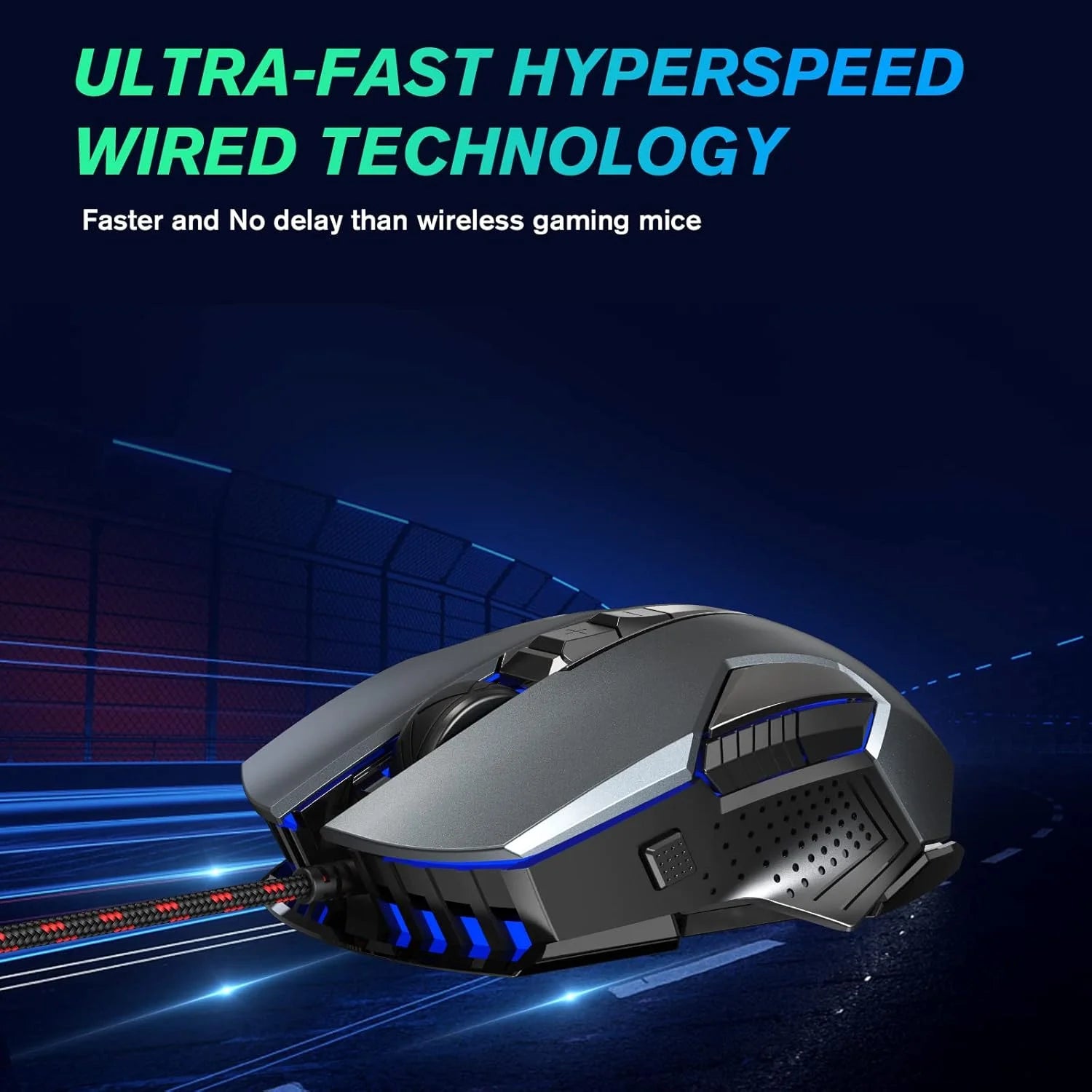 Gaming Mouse Wired RGB PC Gaming Mice, 4 Color Backlight, Ergonomic Optical Computer Wired Mouse with Fire Button for Desktop PC Laptop Gamer & Work