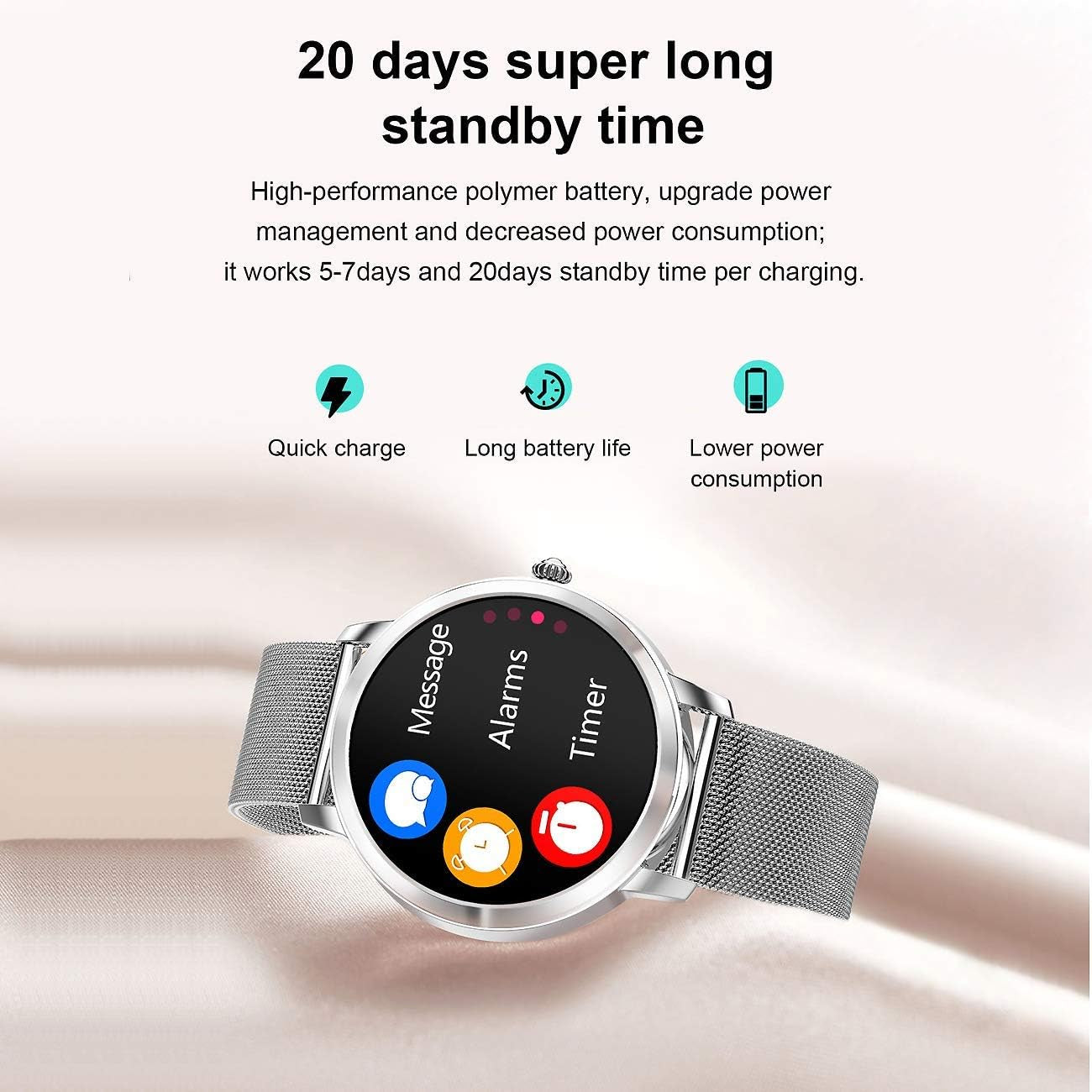 Smart Watch for Women, RAIMI Fashion Fitness Watch with Heart Rate Blood Pressure Sleep Tracker Pedometer Multiple Sport Modes, Waterproof, Sport Smartwatch Sync with Google Fit, Ios & Android App