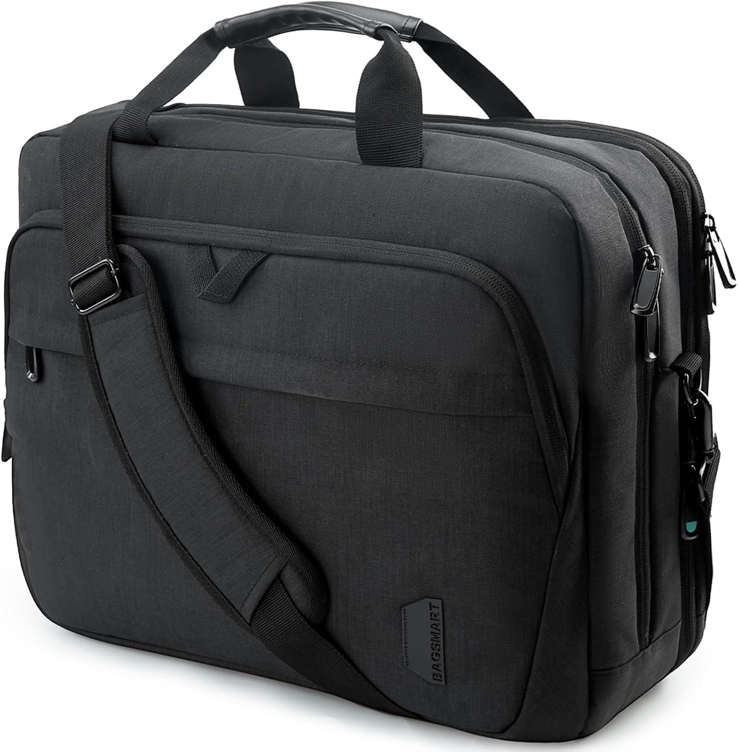 BAGSMART Laptop Bag, 15.6 Inch Briefcase Men, Lockable Computer Bag Work Bag, Water-Repellent Shoulder Messenger Bag Travel Office Business, Black