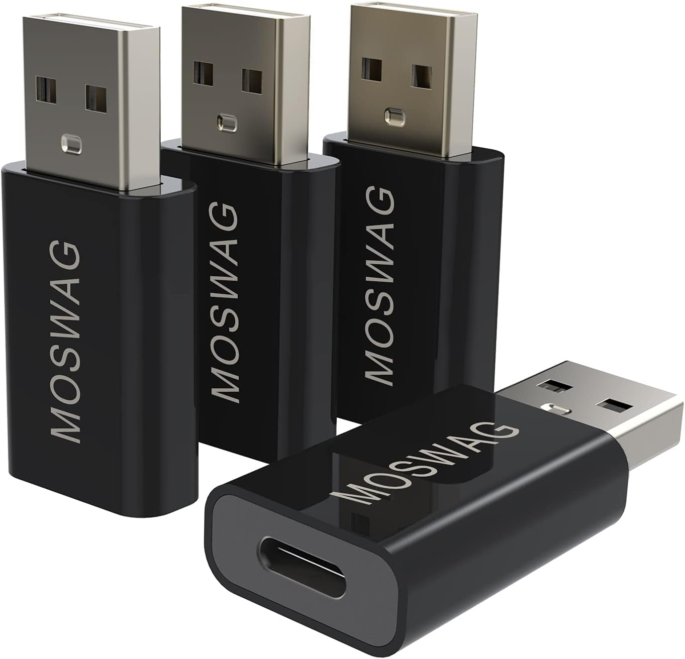 MOSWAG 3 Pack USB C to USB Adapter - Male to Female, Type-C to Type a Compatible with Apple Magsafe Charger, Mac, Laptops and Pcs
