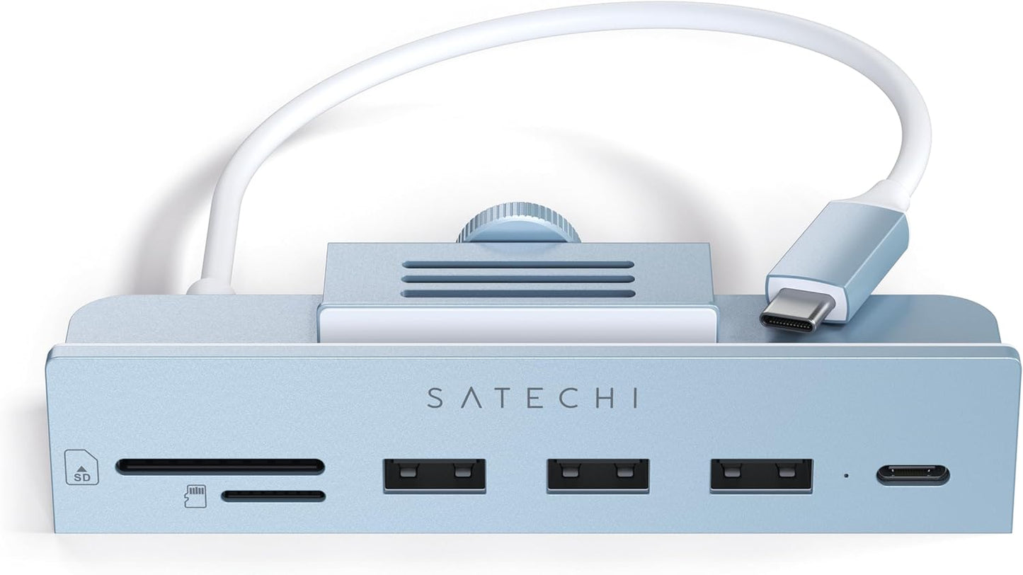 Satechi Aluminum Type-C Clamp Hub Pro with USB-C Data Port, USB-A 3.0 Data, Micro/Sd Card Reader - Compatible with 2020/2019/2017 Imac & Imac Pro, Does Not Fit 2021 Imac (Space Gray)