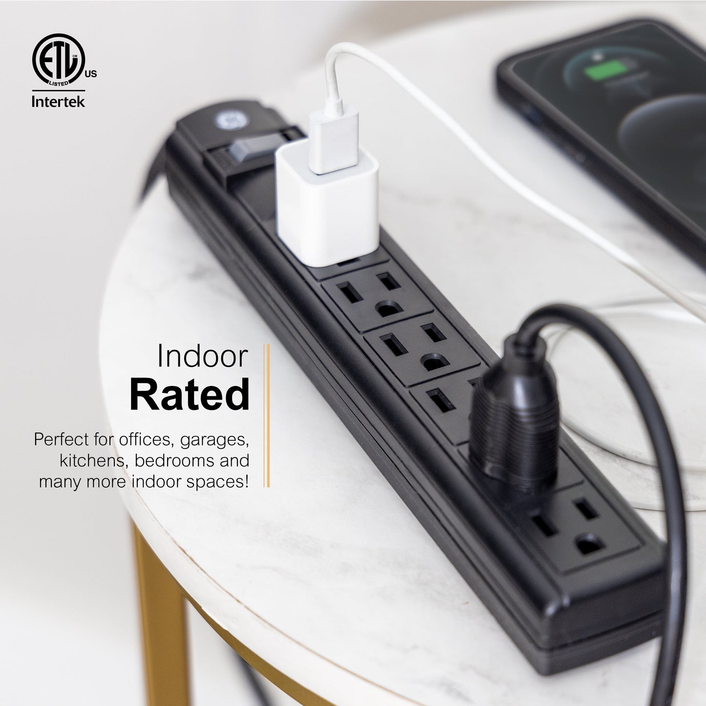 neral Electric 74544-RF1 3Ft 6-Outlet Sur Protector Power Strip, Black, Pack of 2