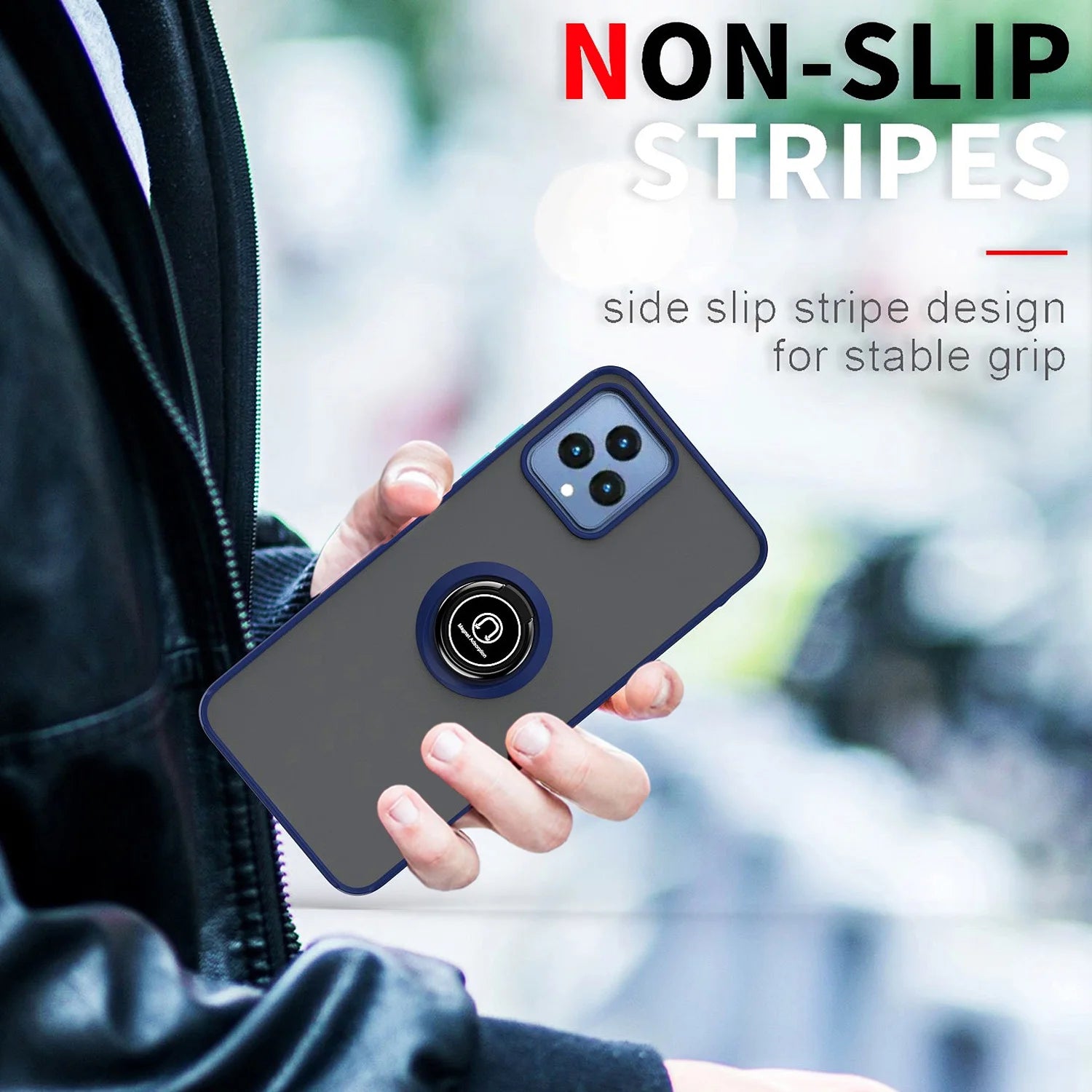 for T-Mobile Revvl 6X 5G / Revvl 6 5G Phone Case, 360 Degrees Rotating Metal Ring Magnetic Support Kickstand Cover (Black)