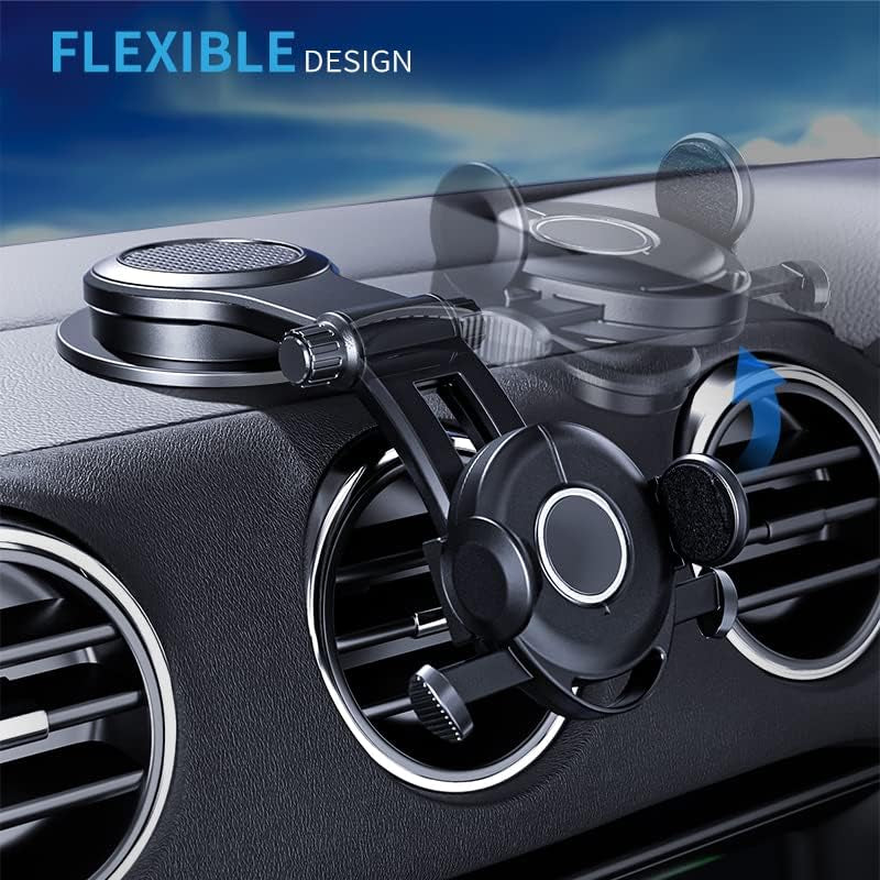 Blue Union Phone Mount for Car, Dashboard Clip Suction Cup Thick Shell and Large Phone Friendly Car Phone Holder, Compatible with All Cell Phones